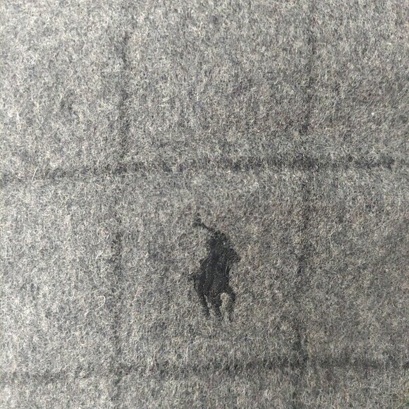 POLO Ralph Lauren Black Gray Reversible Window Pane Scarf Embroidered Polo Logo - Picture 5 of 5